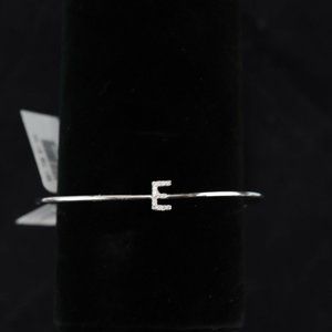 La Soula Sterling Silver Diamond Letter E Bangle